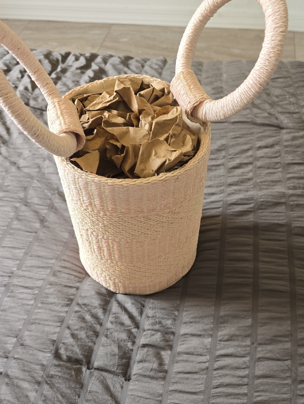 Sigrid Olsen Handwoven Cream Rope Accent Purse with Round Handles